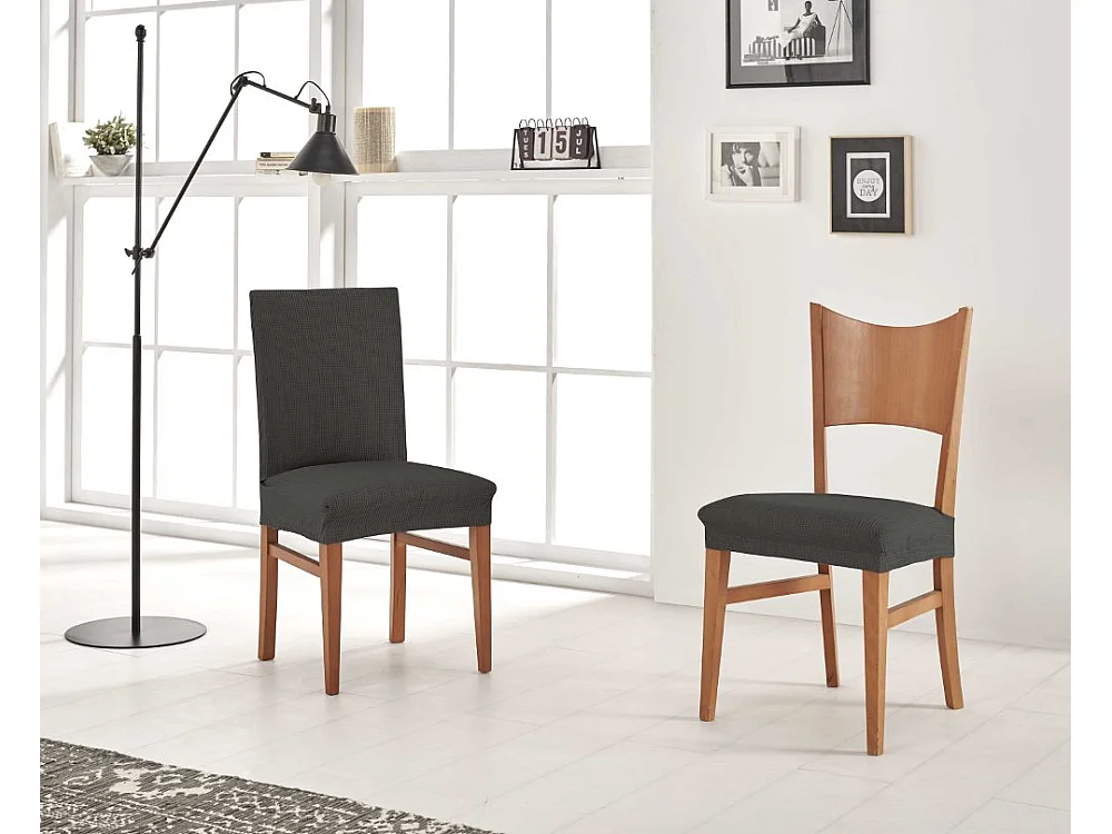 ESTORALIS | Funda de Asiento Tejido Elastico Resistente | Para Asiento de Silla | Tamaño (45x45 cm.)  | Modelo BERTA Color Antracita