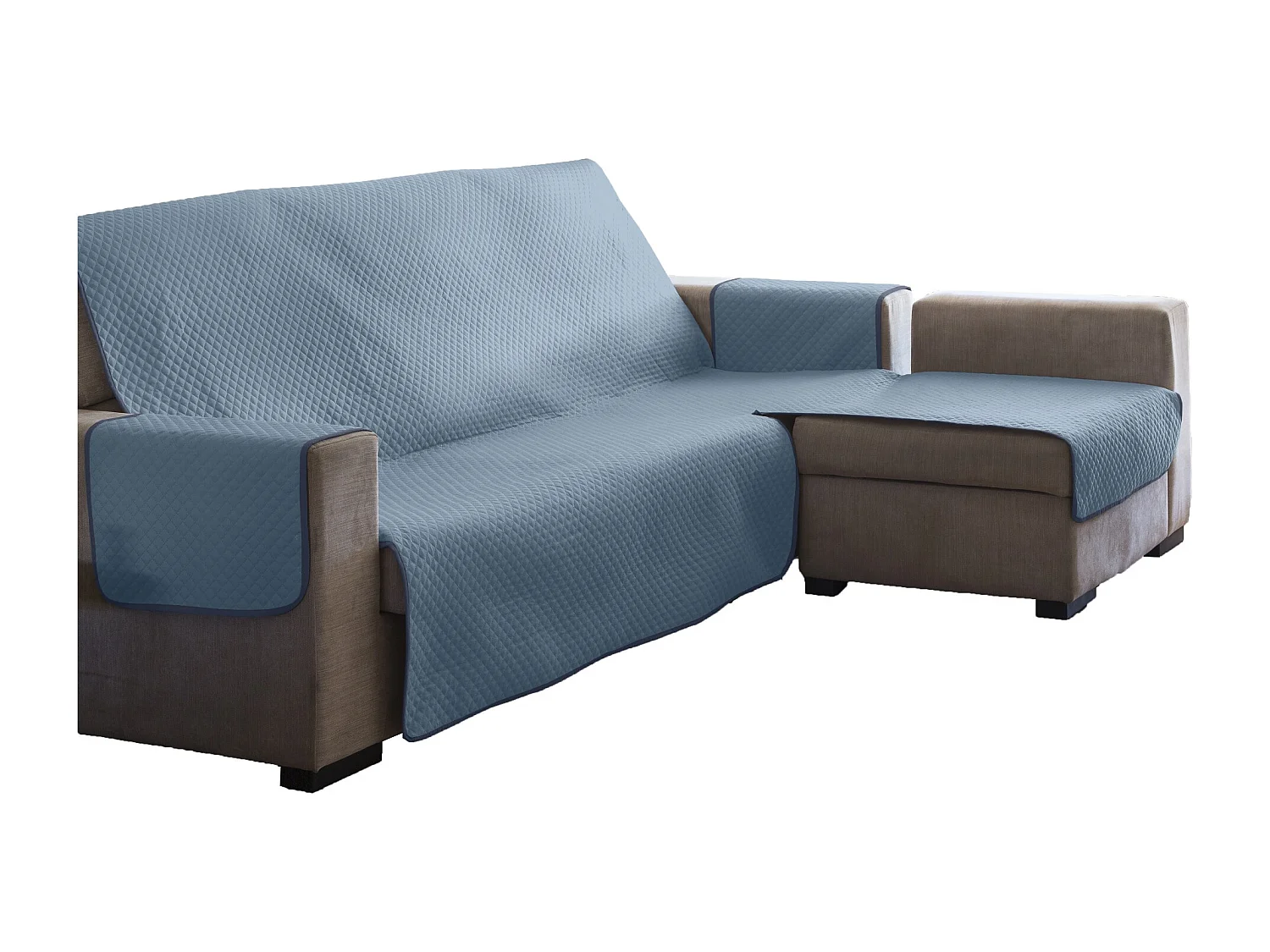 ESTORALIS | Cubre Sofá Acolchado  | Chaisse Longue 290 cm Brazo Derecho | Tela 290 x 255 cm  | Modelo AVA Color Celeste