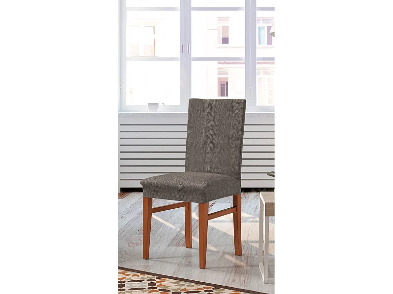 ESTORALIS | Funda de Silla  Tejido Elastico Resistente | Para Silla con Respaldo | Tamaño (45x45 cm.) 50 cm. Alto | Modelo BETA Color Tabaco