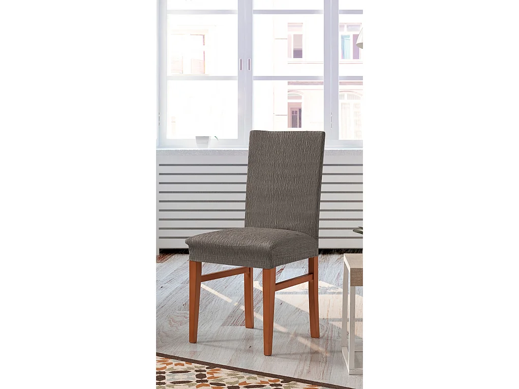 ESTORALIS | Funda de Silla  Tejido Elastico Resistente | Para Silla con Respaldo | Tamaño (45x45 cm.) 50 cm. Alto | Modelo BETA Color Tabaco