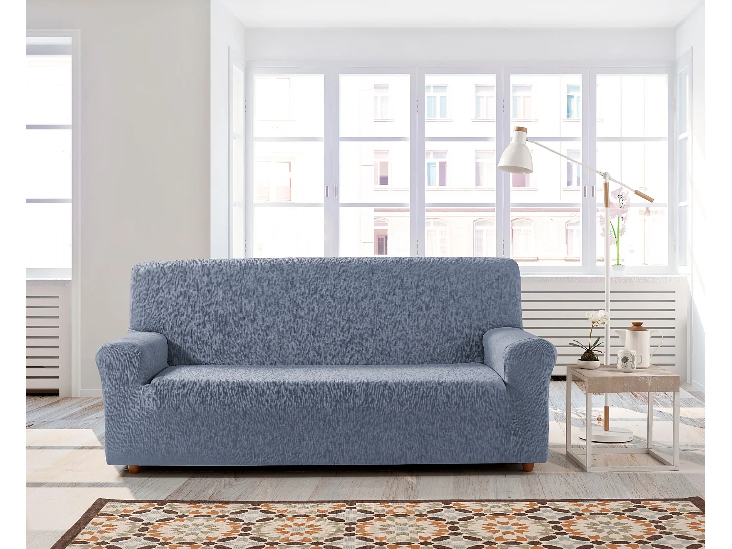 ESTORALIS | Funda de Sofá Tejido Elastico Resistente | Para Sofa Clic Clac 3 Plazas | Tamaño (de 180 a 205 cm.)  | Modelo BETA Color Celeste