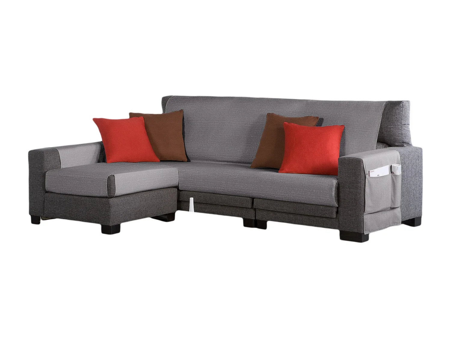 ESTORALIS | Cubre Sofá Tejido Jaquard Resistente | Chaisse Longue 180 cm Brazo Izquierdo | Tela 180 x 255 cm  | Modelo BERET Color Gris Marengo