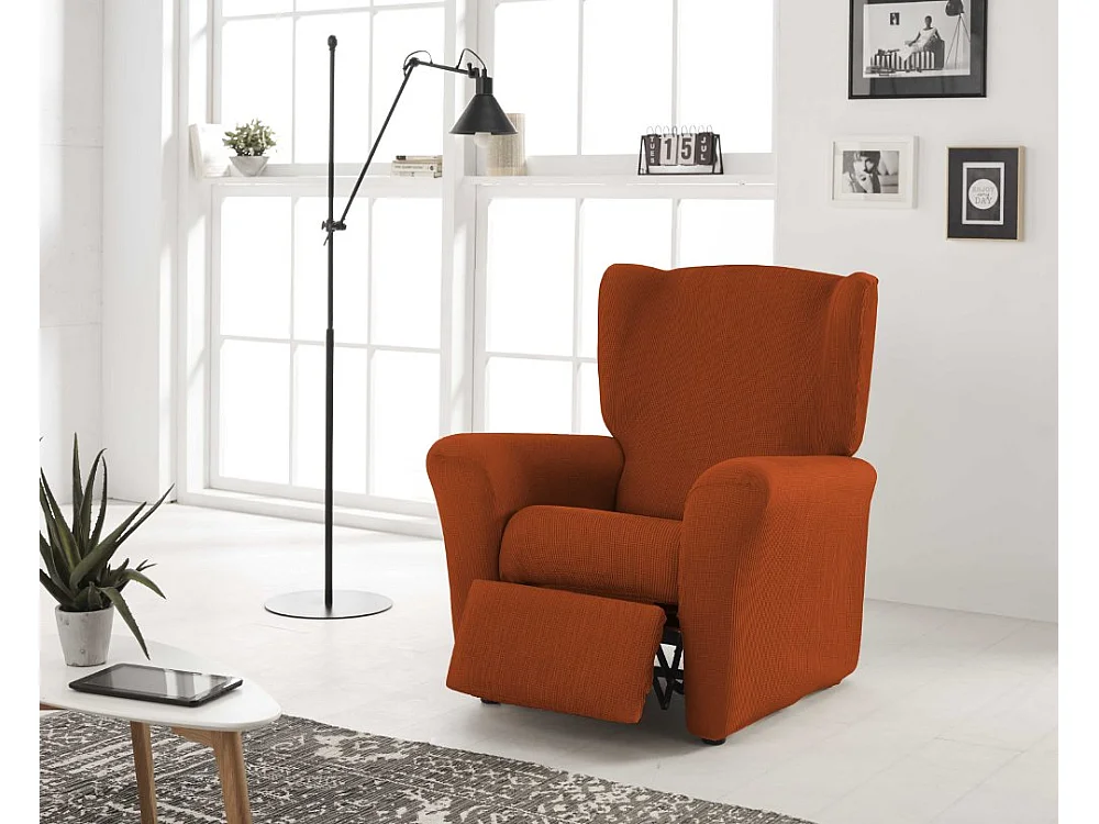 ESTORALIS | Funda Sillon Tejido Elastico Resistente | Para Sillon Relax | Tamaño ( de 70 a 90 cm. )  | Modelo BERTA Color Teja