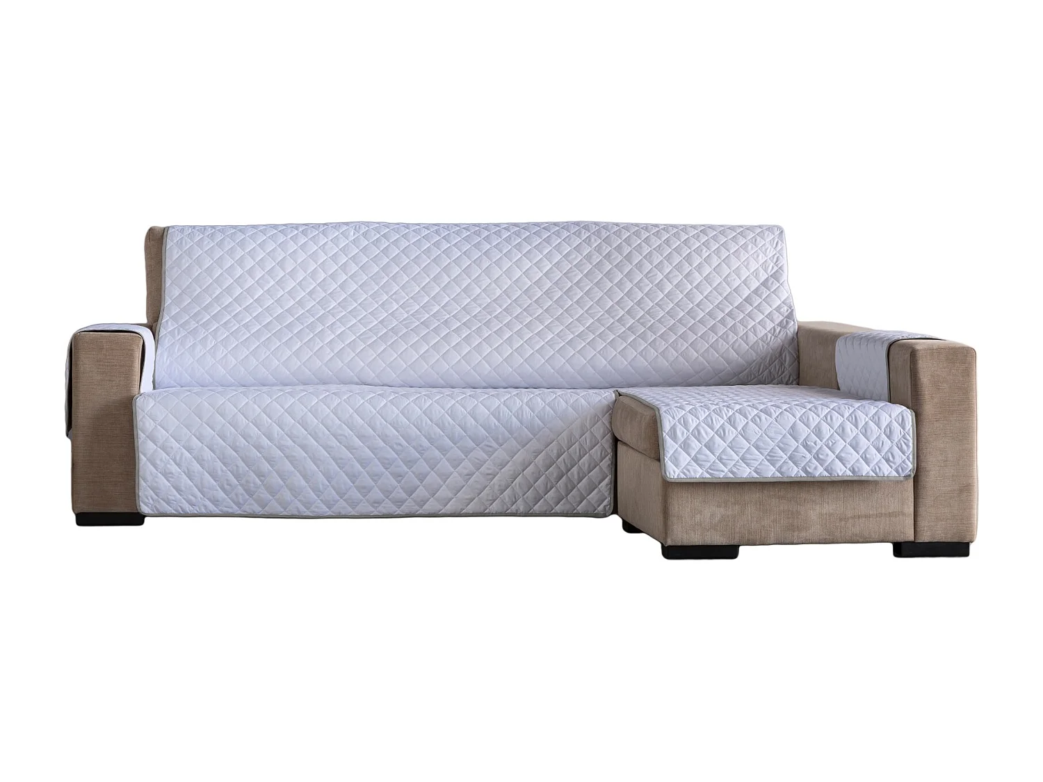 ESTORALIS | Cubre Sofá Acolchado  | Chaisse Longue 290 cm Brazo Derecho | Tela 290 x 255 cm | Modelo EDEN Color Blanco