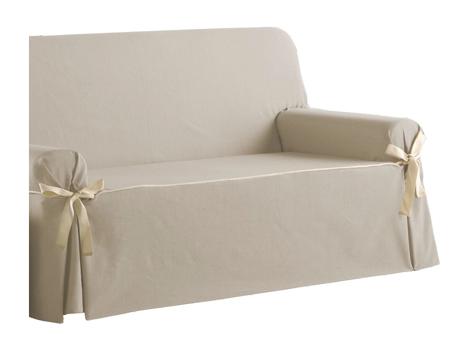 ESTORALIS | Funda Sofá Lazos Tejido Jaquard Resistente | Para Sofa de 4 Plazas | Tamaño ( de 210 a 240 cm. )  | Modelo BERET Color Lino