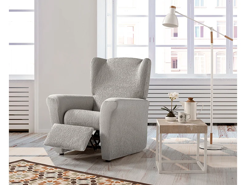 ESTORALIS | Funda Sillon Tejido Elastico Resistente | Para Sillon Relax | Tamaño ( de 70 a 90 cm. )  | Modelo BETA Color Gris Plata