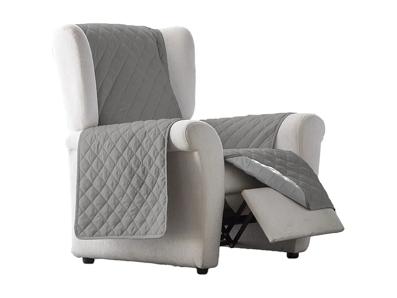 ESTORALIS | Cubre Sofá Acolchado Reversible | Para Sillon o Relax 1 Plaza | Tela 55 x 210 cm | Modelo EDEN Color Blanco/Taupe