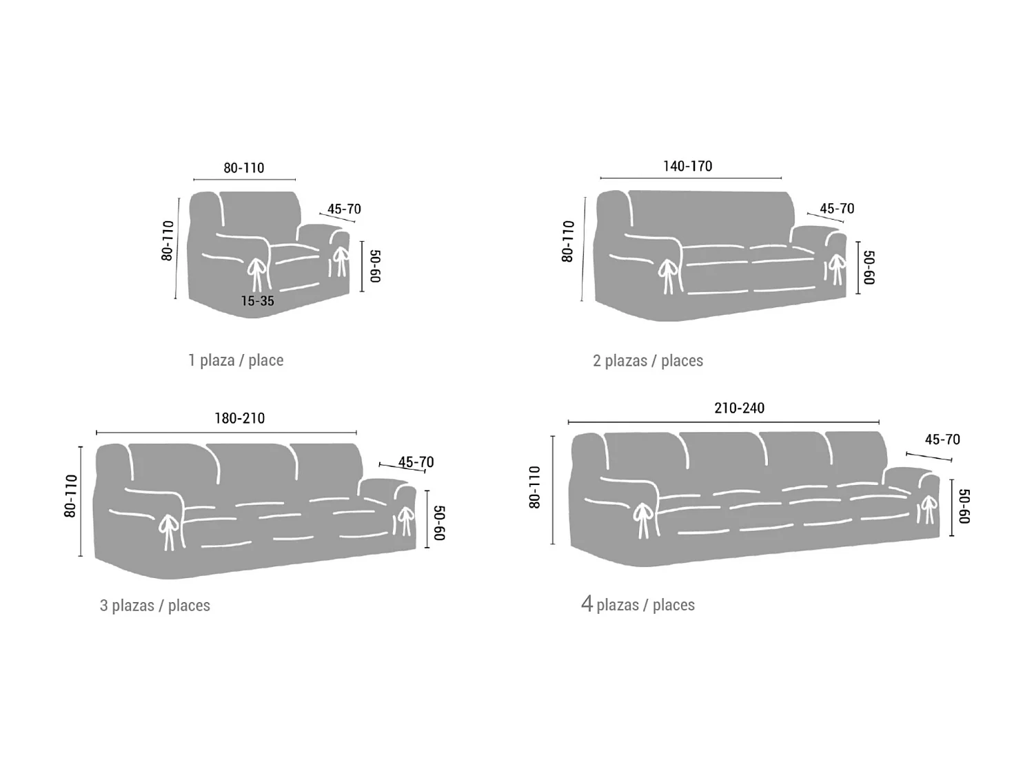 ESTORALIS | Funda Sofá Lazos Tejido Jaquard Resistente | Para Sofa de 4 Plazas | Tamaño ( de 210 a 240 cm. )  | Modelo BERET Color Champagne