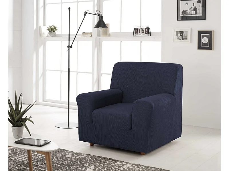 ESTORALIS | Funda de Sofá Tejido Elastico Resistente | Para Sillon 1 Plaza | Tamaño ( de 70 a 110 cm. )  | Modelo BERTA Color Marino
