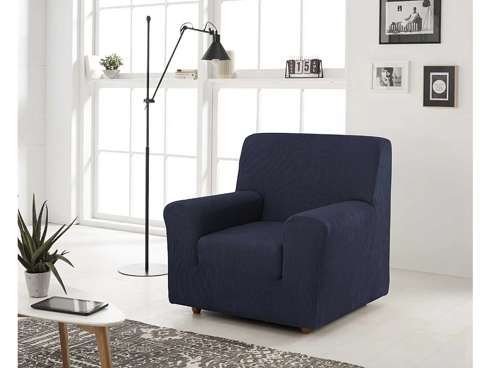 ESTORALIS | Funda de Sofá Tejido Elastico Resistente | Para Sillon 1 Plaza | Tamaño ( de 70 a 110 cm. )  | Modelo BERTA Color Marino