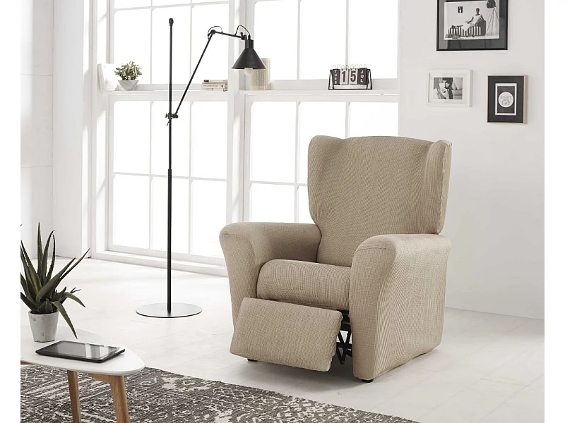 ESTORALIS | Funda Sillon Tejido Elastico Resistente | Para Sillon Relax | Tamaño ( de 70 a 90 cm. )  | Modelo BERTA Color Lino