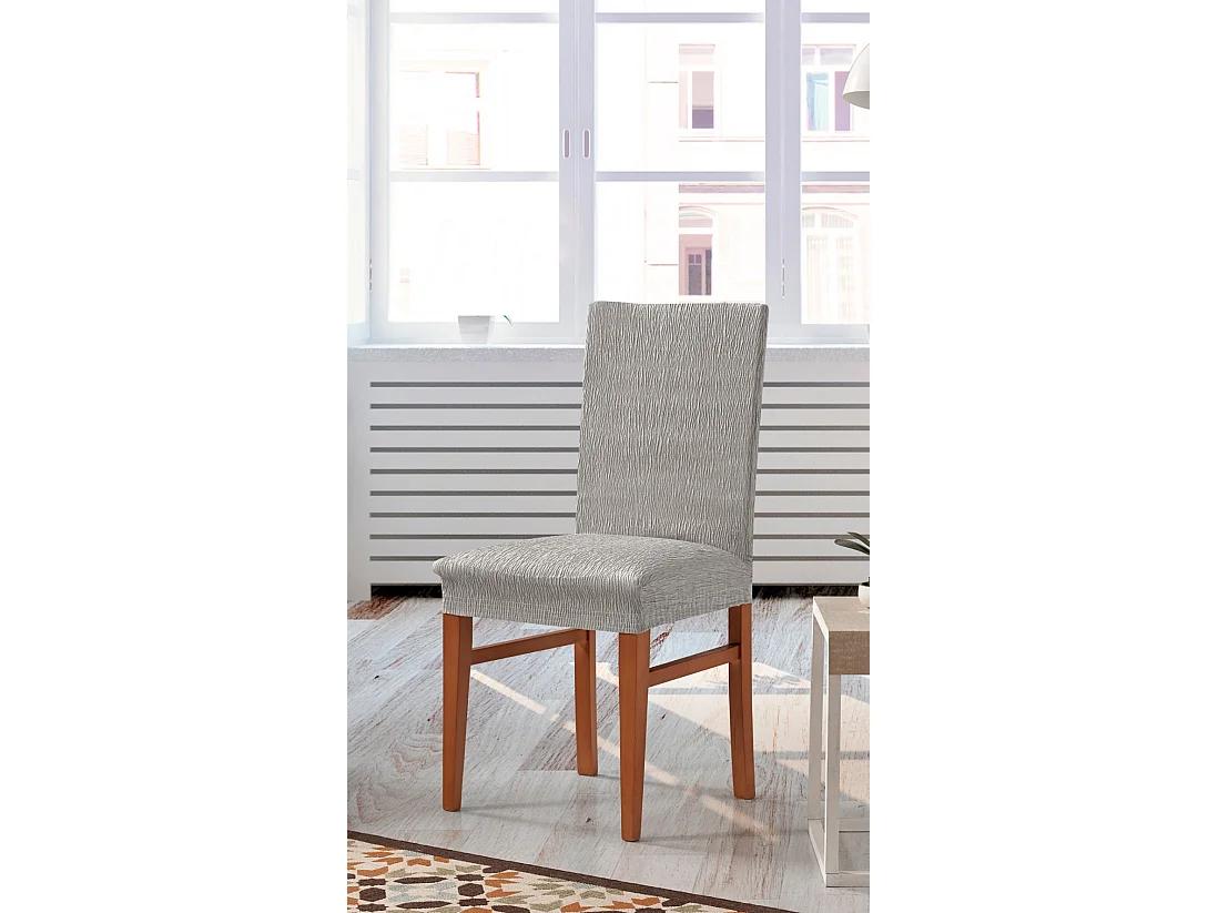 ESTORALIS | Funda de Silla  Tejido Elastico Resistente | Para Silla con Respaldo | Tamaño (45x45 cm.) 50 cm. Alto | Modelo BETA Color Gris Plata