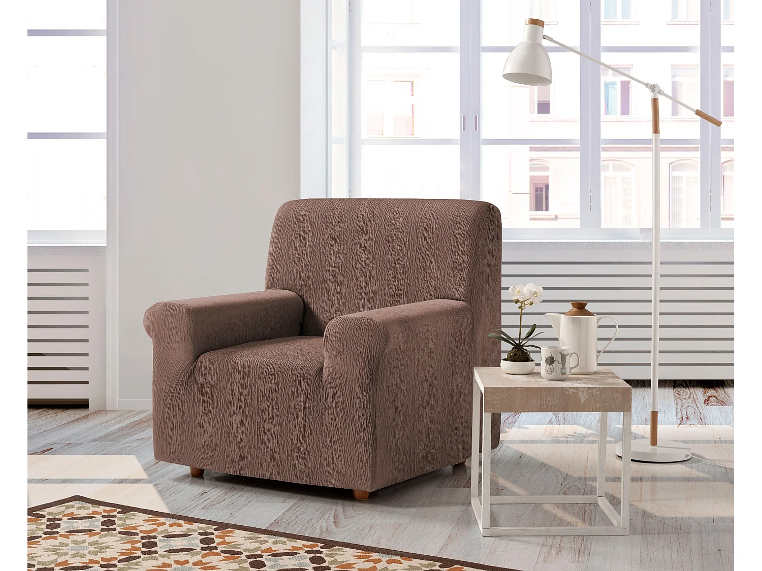 ESTORALIS | Funda de Sofá Tejido Elastico Resistente | Para Sillon 1 Plaza | Tamaño ( de 70 a 110 cm. )  | Modelo BETA Color Caldera