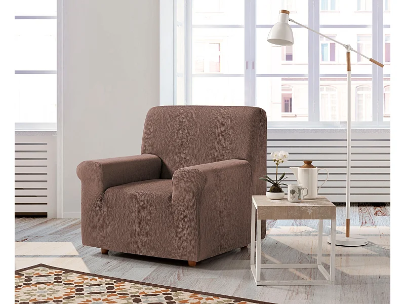 ESTORALIS | Funda de Sofá Tejido Elastico Resistente | Para Sillon 1 Plaza | Tamaño ( de 70 a 110 cm. )  | Modelo BETA Color Caldera