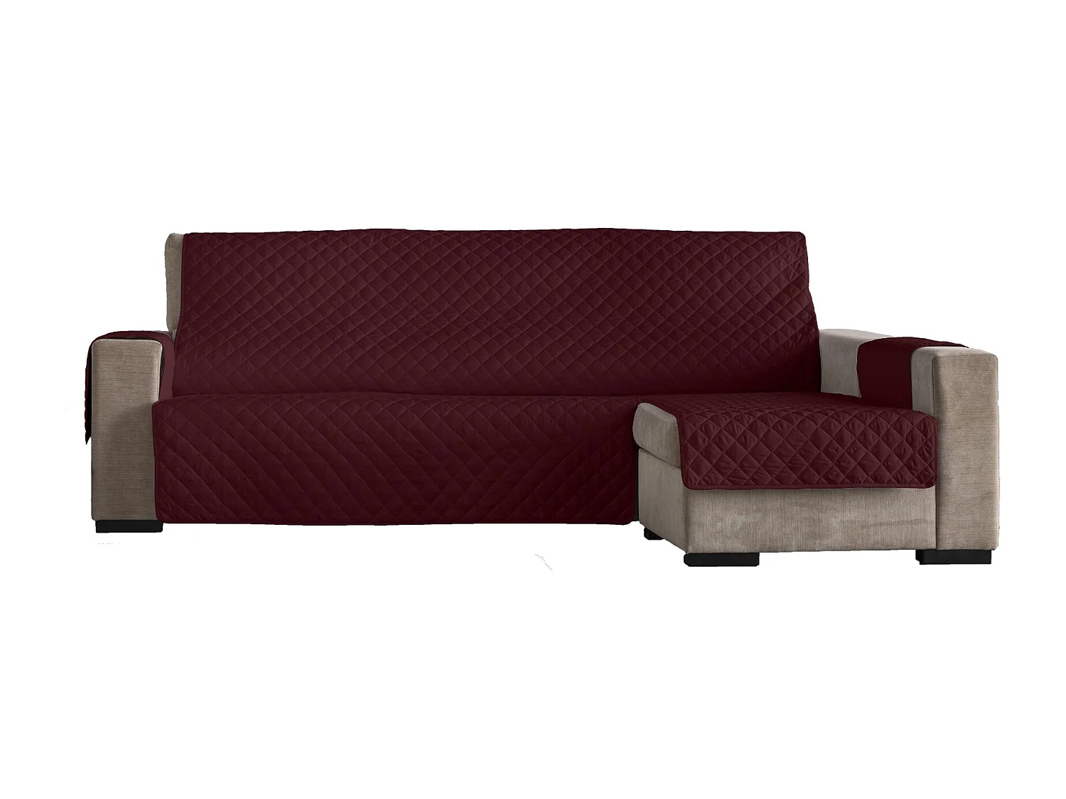 ESTORALIS | Cubre Sofá Acolchado  | Chaisse Longue 240 cm Brazo Derecho | Tela 240 x 255 cm | Modelo EDEN Color Rojo