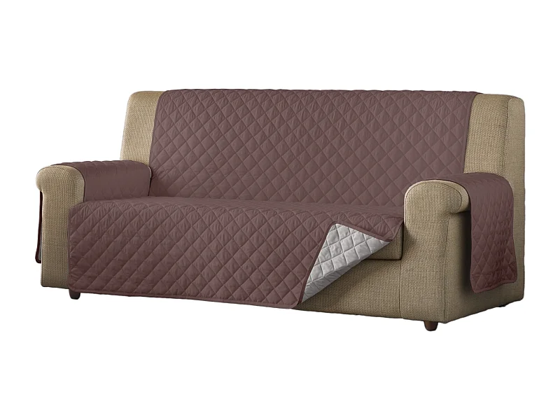 ESTORALIS | Cubre Sofá Acolchado Reversible | Para Sofa de 4 Plazas | Tela 190 x 210 cm | Modelo EDEN Color Beige/Marron