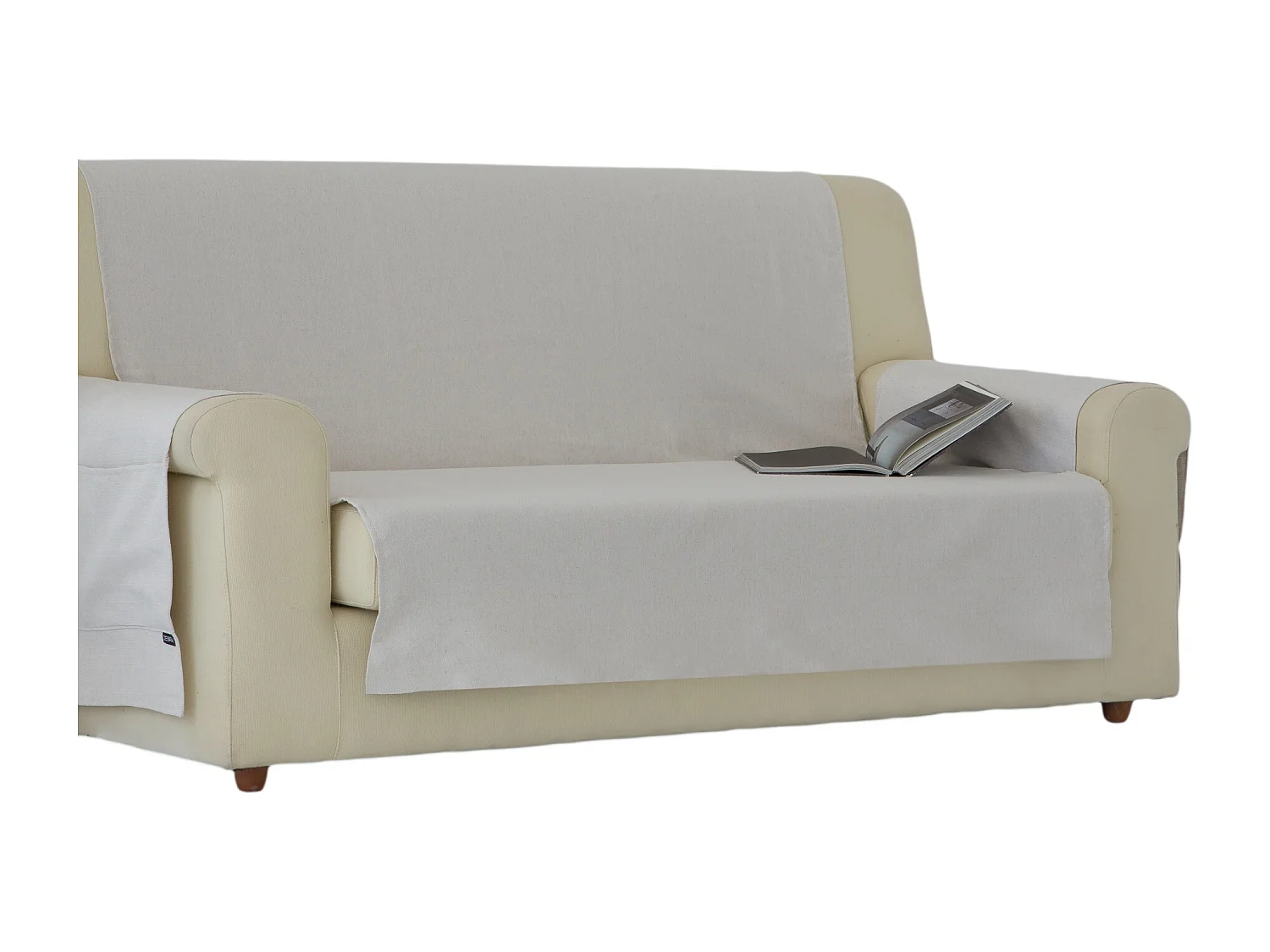 ESTORALIS | Cubre Sofá Tejido Jaquard Resistente | Para Sofa de 3 Plazas | Tela 150 x 210 cm  | Modelo BERET Color Lino