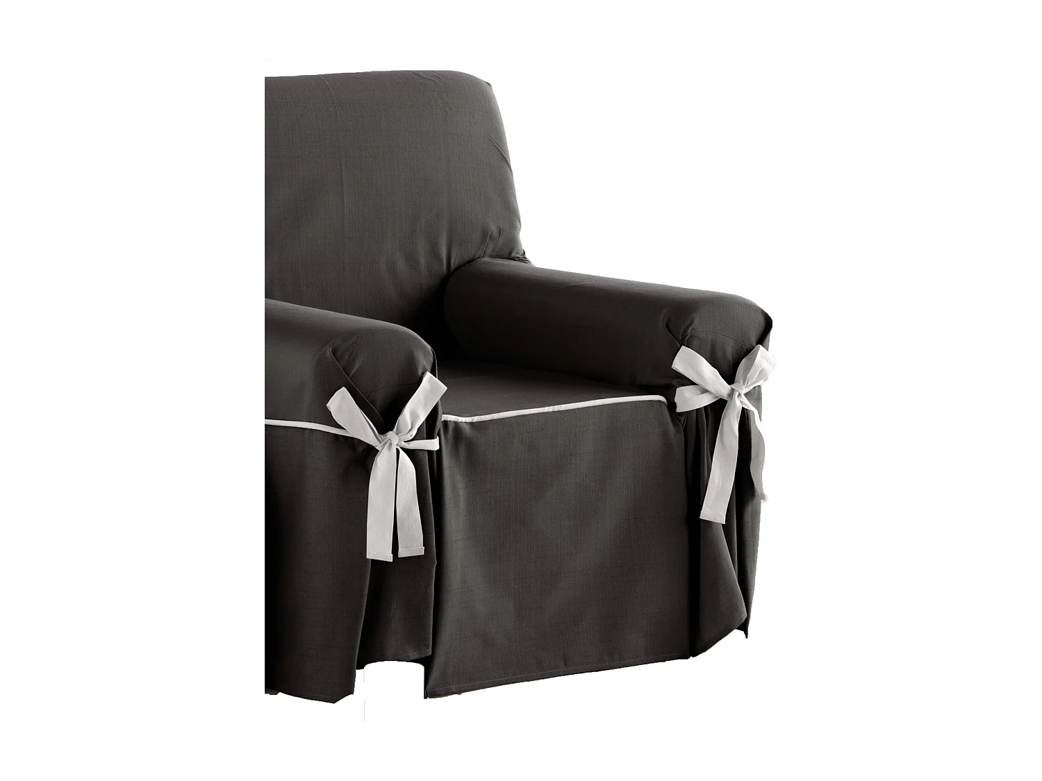 ESTORALIS | Funda Sofá Lazos Tejido Jaquard Resistente | Para Sillon o Relax 1 Plaza | Tamaño ( de 80 a 110 cm. )  | Modelo BERET Color Gris Antracita