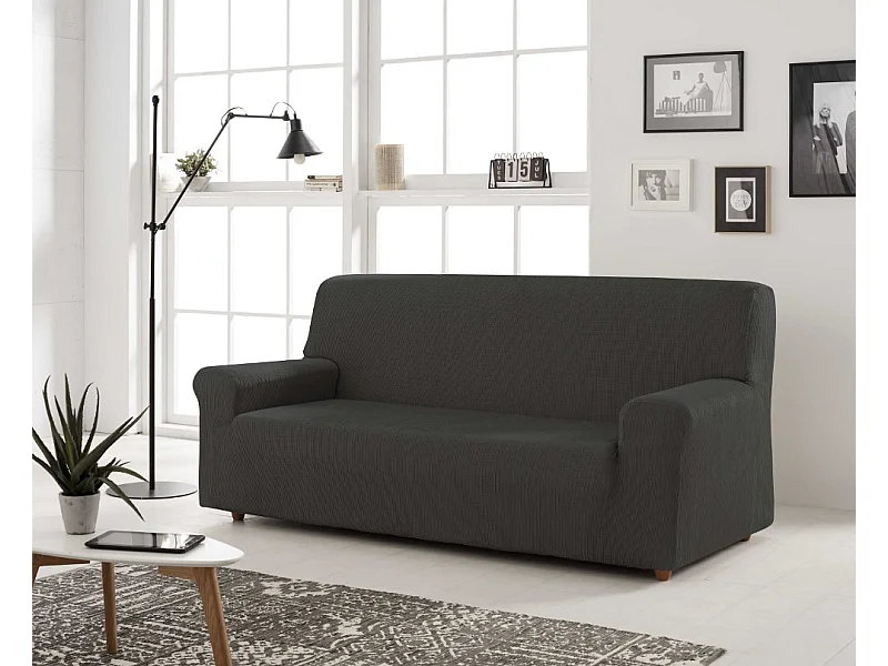 ESTORALIS | Funda de Sofá Tejido Elastico Resistente | Para Sofá 3 Plazas | Tamaño ( de 170 a 220 cm. )  | Modelo BERTA Color Antracita