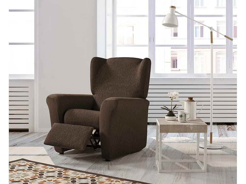 ESTORALIS | Funda Sillon Tejido Elastico Resistente | Para Sillon Relax | Tamaño ( de 70 a 90 cm. )  | Modelo BETA Color Chocolate