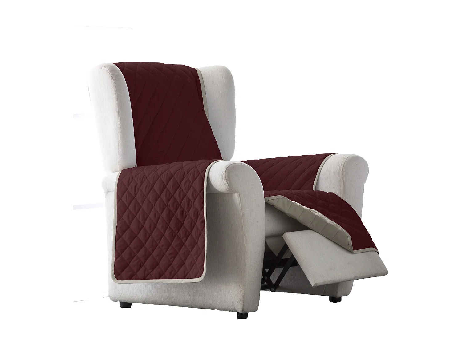 ESTORALIS | Cubre Sofá Acolchado Reversible | Para Sillon o Relax 1 Plaza | Tela 55 x 210 cm | Modelo EDEN Color Gris/Rojo