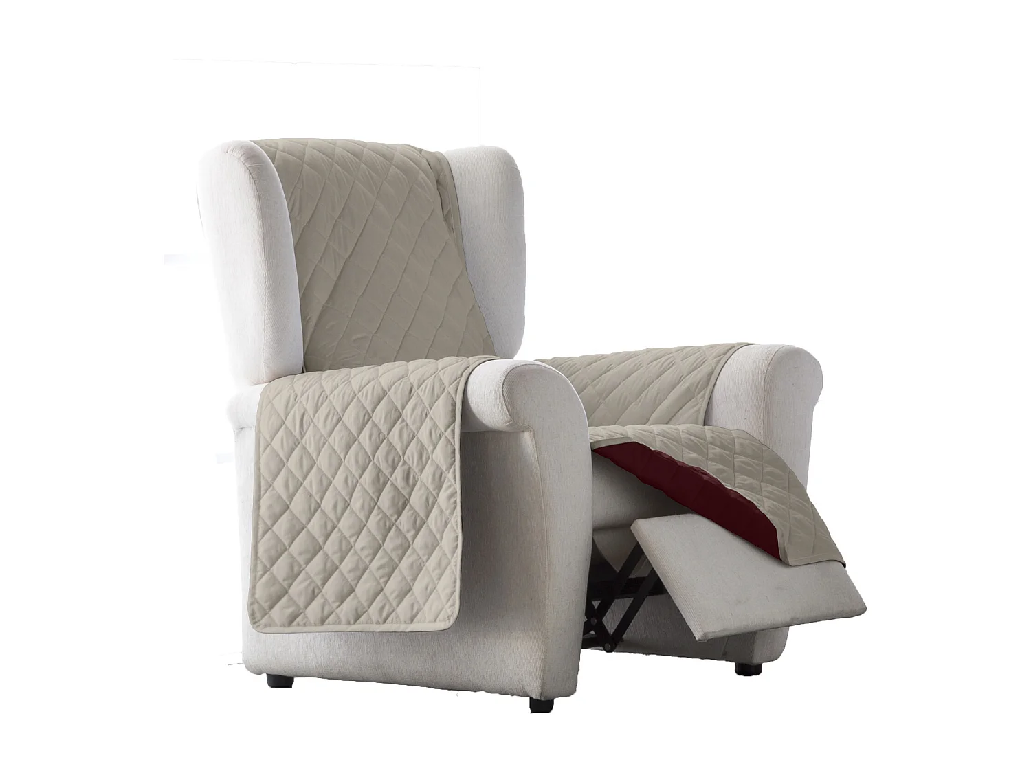 ESTORALIS | Cubre Sofá Acolchado Reversible | Para Sillon o Relax 1 Plaza | Tela 55 x 210 cm | Modelo EDEN Color Gris/Rojo