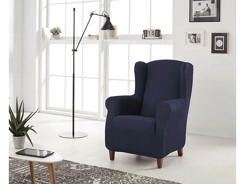 ESTORALIS | Funda Sillon Tejido Elastico Resistente | Para Sillon Orejero | Tamaño ( de 70 a 110 cm. )  | Modelo BERTA Color Marino