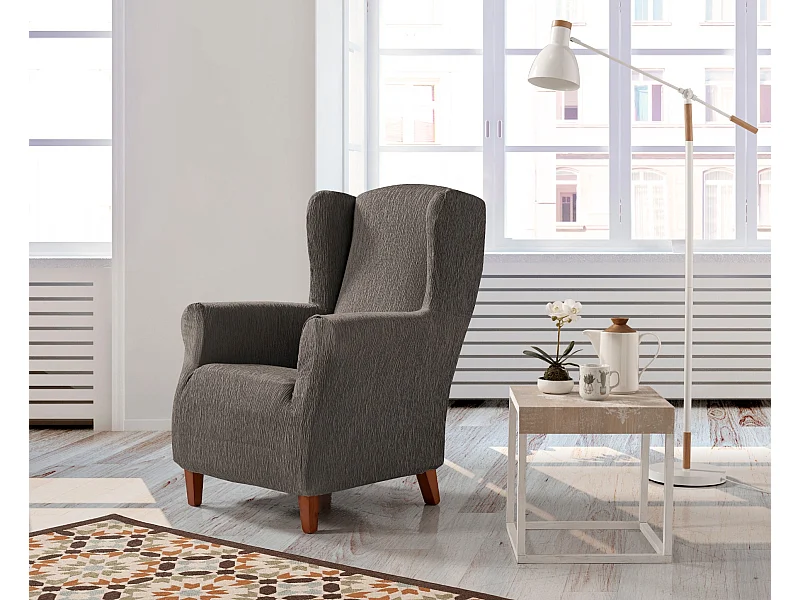 ESTORALIS | Funda Sillon Tejido Elastico Resistente | Para Sillon Orejero | Tamaño ( de 70 a 110 cm. )  | Modelo BETA Color Tabaco