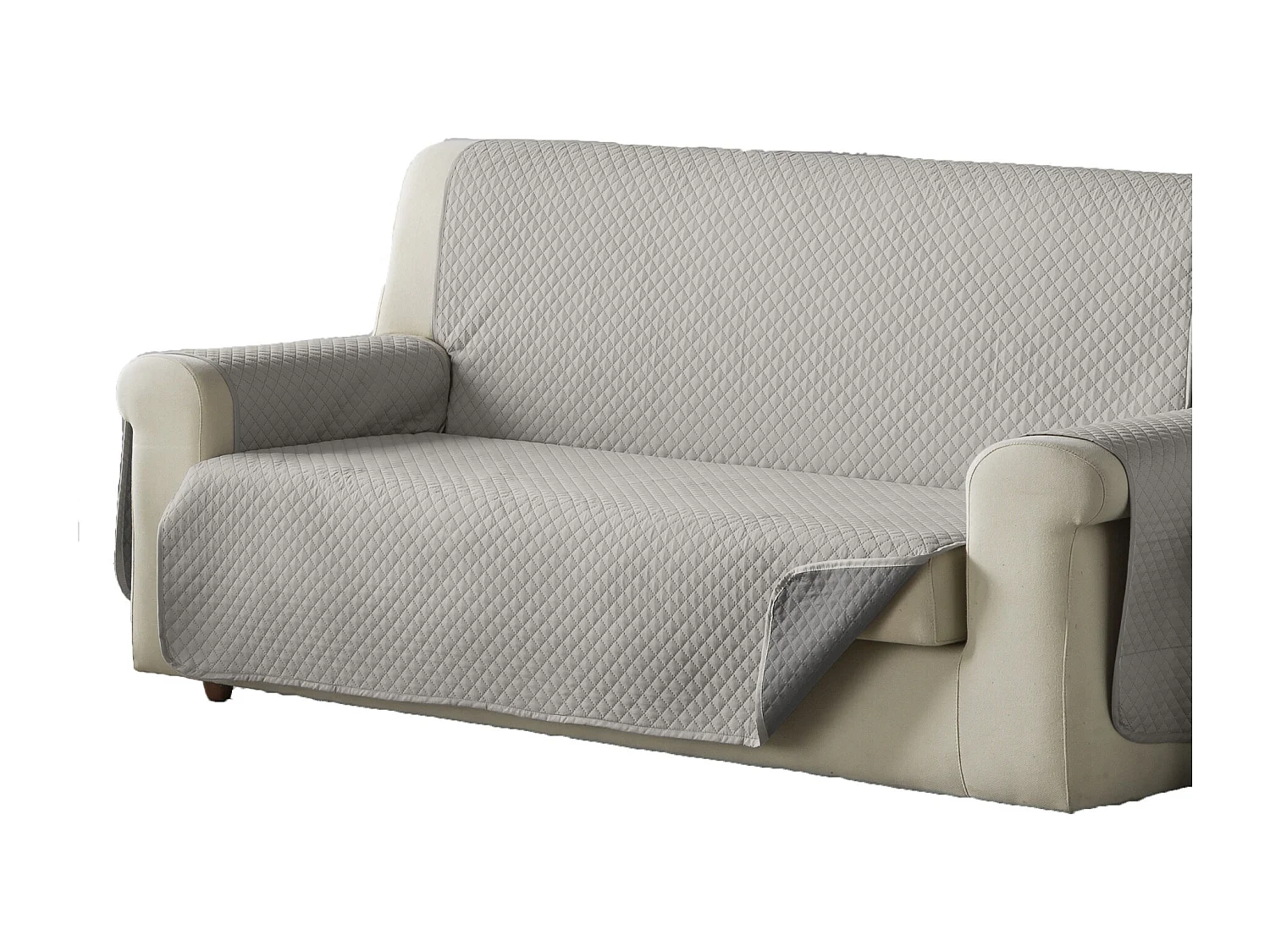 ESTORALIS | Cubre Sofá Acolchado Reversible | Para Sillon o Relax 1 Plaza | Tela 55 x 210 cm  | Modelo AVA Color Beige/Taupe