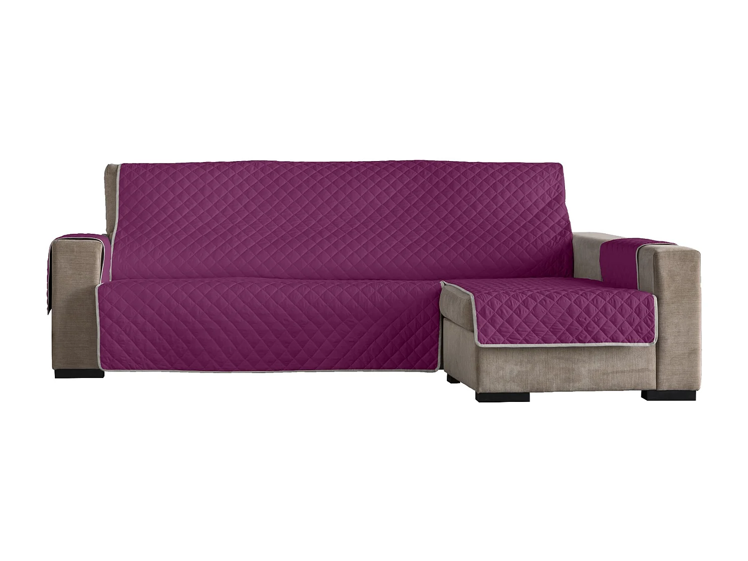 ESTORALIS | Cubre Sofá Acolchado  | Chaisse Longue 240 cm Brazo Derecho | Tela 240 x 255 cm | Modelo EDEN Color Negro