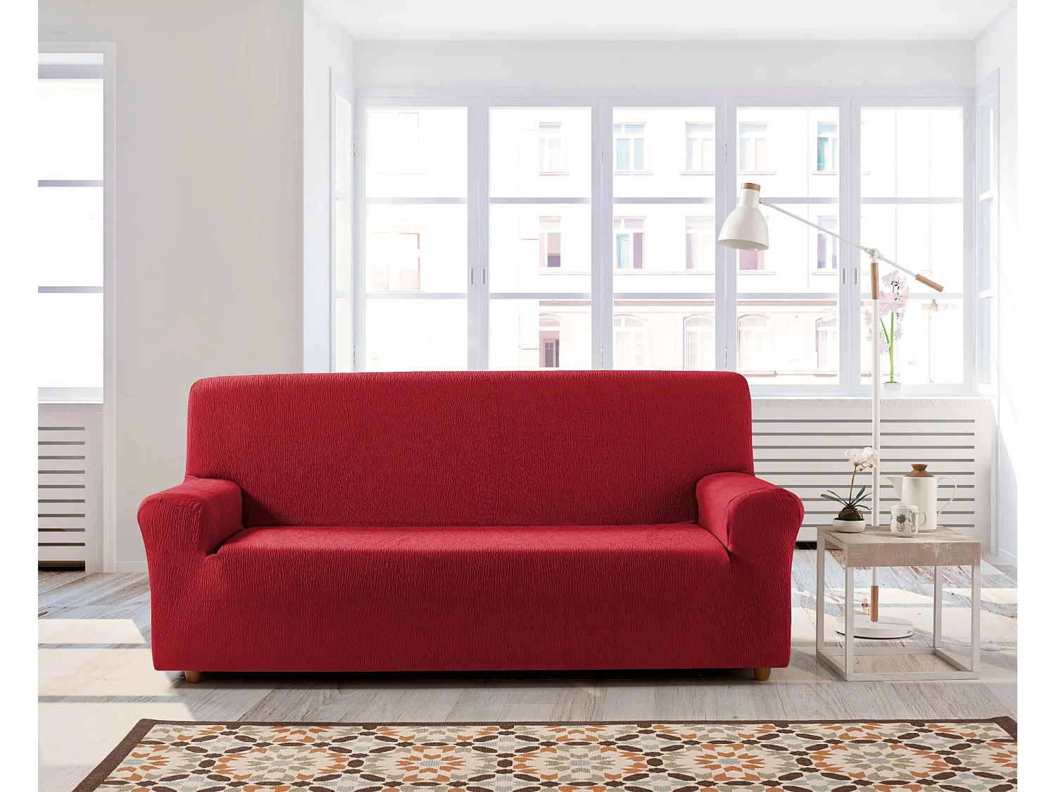 ESTORALIS | Funda de Sofá Tejido Elastico Resistente | Para Sofá 2 Plazas | Tamaño ( de 120 a 170 cm. )  | Modelo BETA Color Burdeos