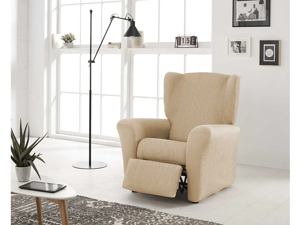 ESTORALIS | Funda Sillon Tejido Elastico Resistente | Para Sillon Relax | Tamaño ( de 70 a 90 cm. )  | Modelo BERTA Color Maquillaje