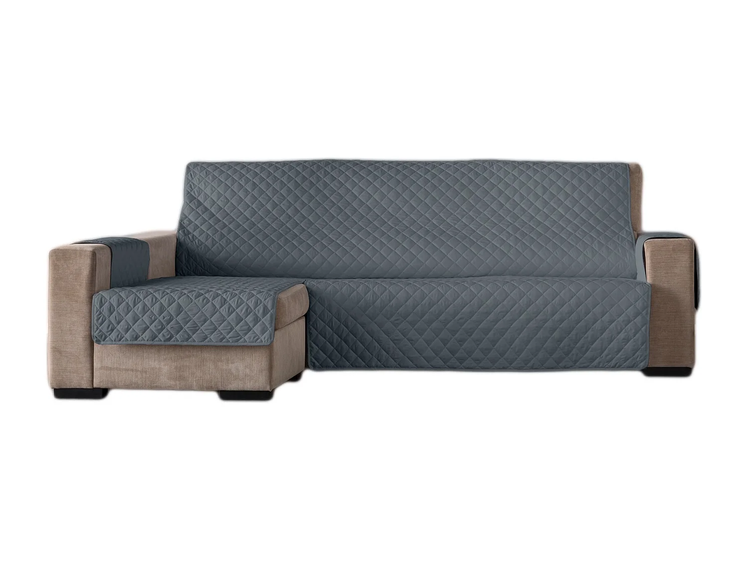 ESTORALIS | Cubre Sofá Acolchado  | Chaisse Longue 290 cm Brazo Izquierdo | Tela 290 x 255 cm | Modelo EDEN Color Taupe