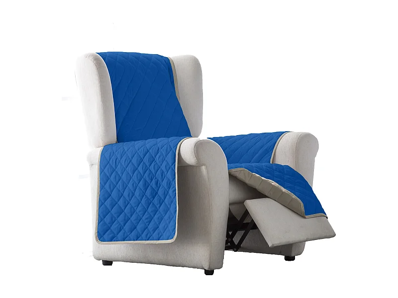 ESTORALIS | Cubre Sofá Acolchado Reversible | Para Sillon o Relax 1 Plaza | Tela 55 x 210 cm | Modelo EDEN Color Gris/Azulina