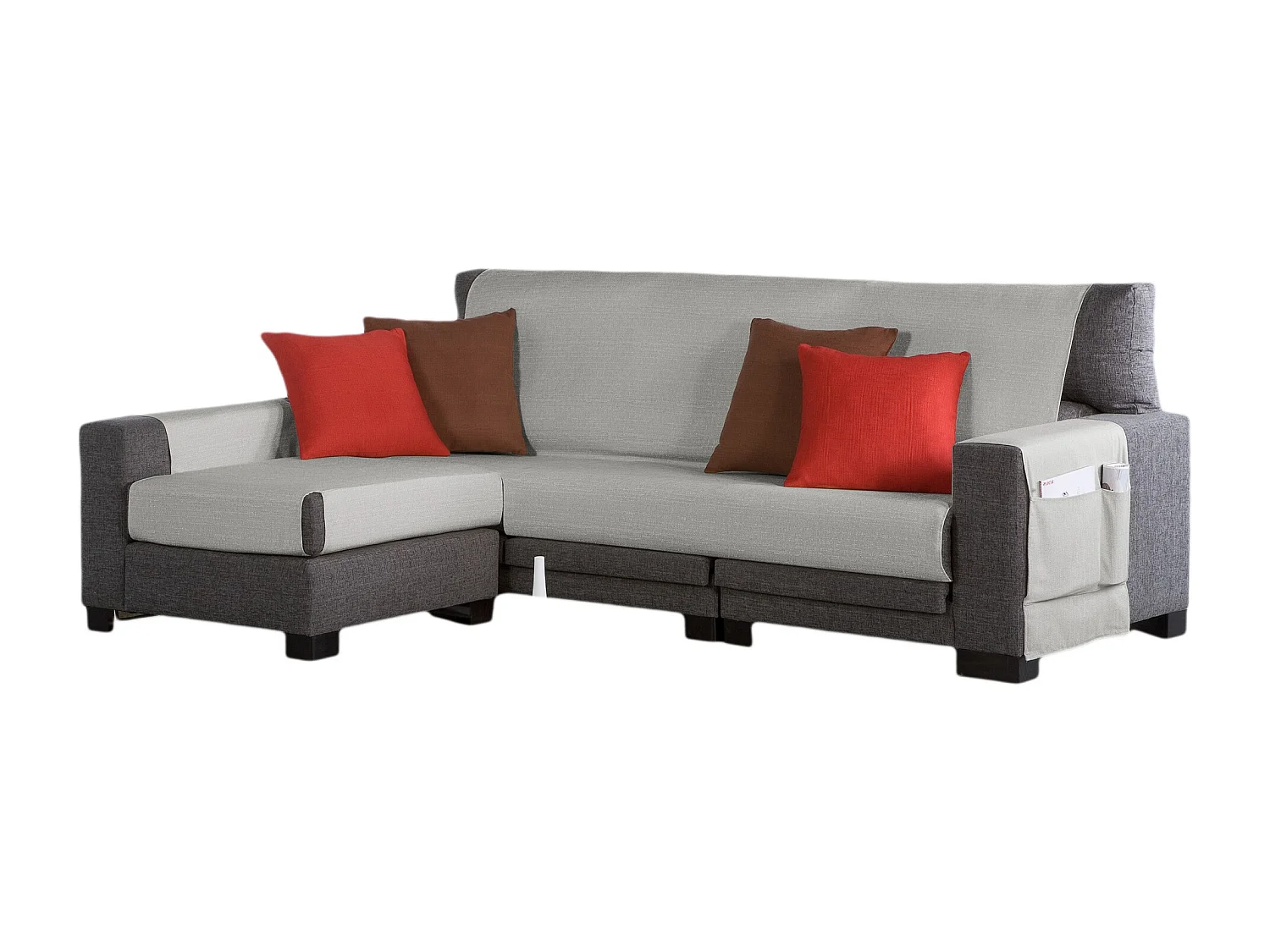 ESTORALIS | Cubre Sofá Tejido Jaquard Resistente | Chaisse Longue 275 cm Brazo Izquierdo | Tela 275 x 255 cm  | Modelo BERET Color Lino