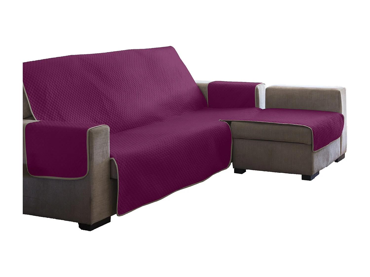 ESTORALIS | Cubre Sofá Acolchado  | Chaisse Longue 240 cm Brazo Derecho | Tela 240 x 255 cm  | Modelo AVA Color Fuxia