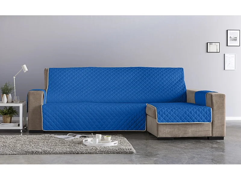 ESTORALIS | Cubre Sofá Acolchado  | Chaisse Longue 240 cm Brazo Derecho | Tela 240 x 255 cm | Modelo EDEN Color Turquesa