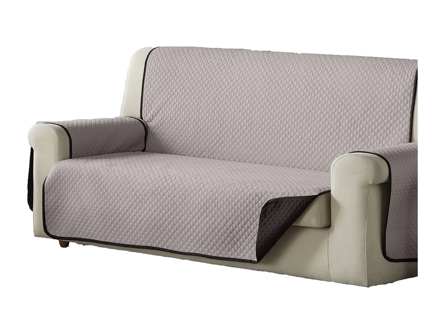 ESTORALIS | Cubre Sofá Acolchado Reversible | Para Sofa de 2 Plazas | Tela 110 x 210 cm  | Modelo AVA Color Beige/Marron