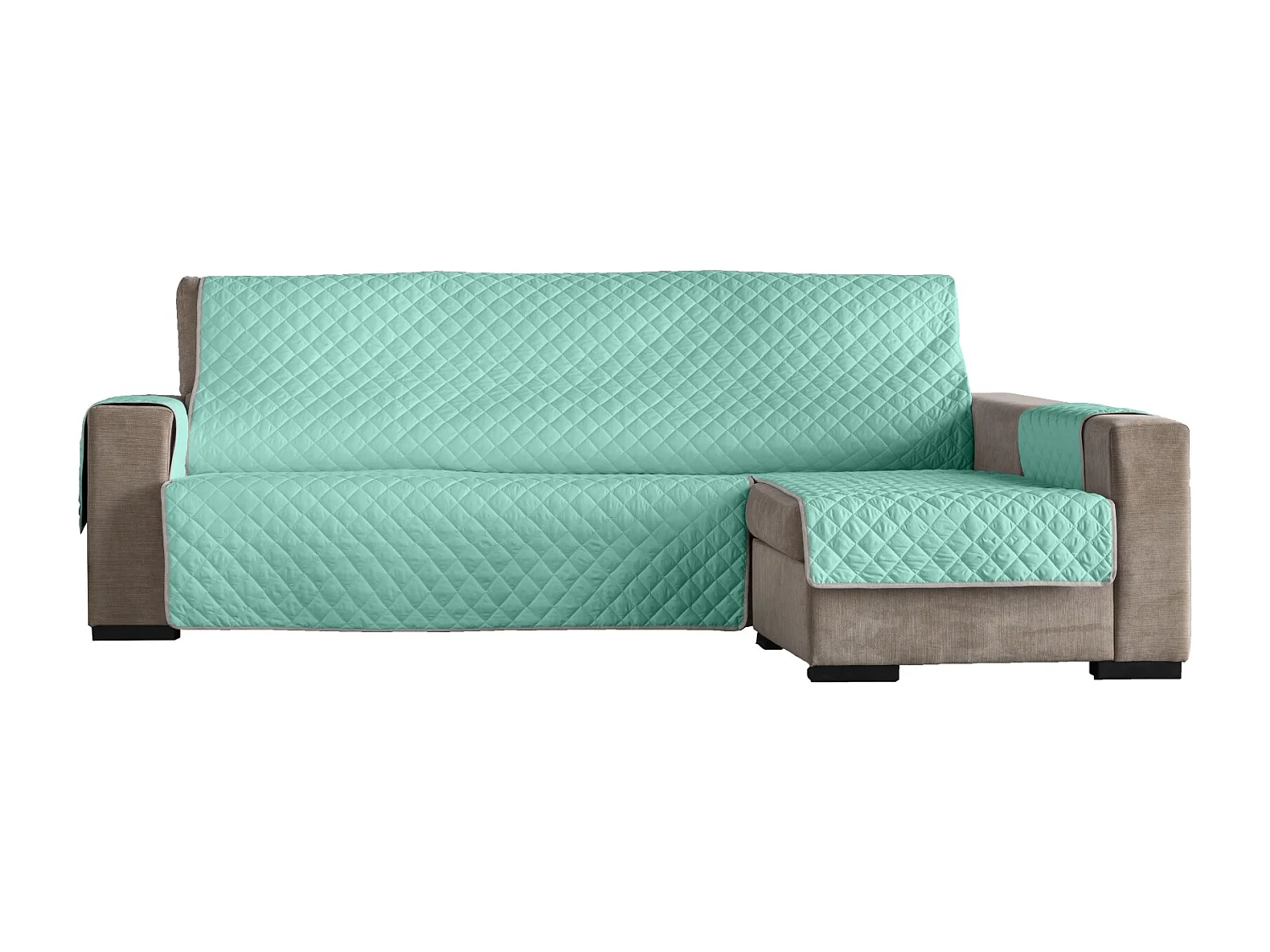 ESTORALIS | Cubre Sofá Acolchado  | Chaisse Longue 240 cm Brazo Derecho | Tela 240 x 255 cm | Modelo EDEN Color Celeste