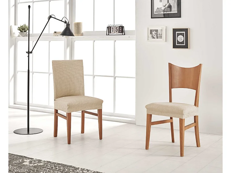 ESTORALIS | Funda de Asiento Tejido Elastico Resistente | Para Asiento de Silla | Tamaño (45x45 cm.)  | Modelo BERTA Color Maquillaje