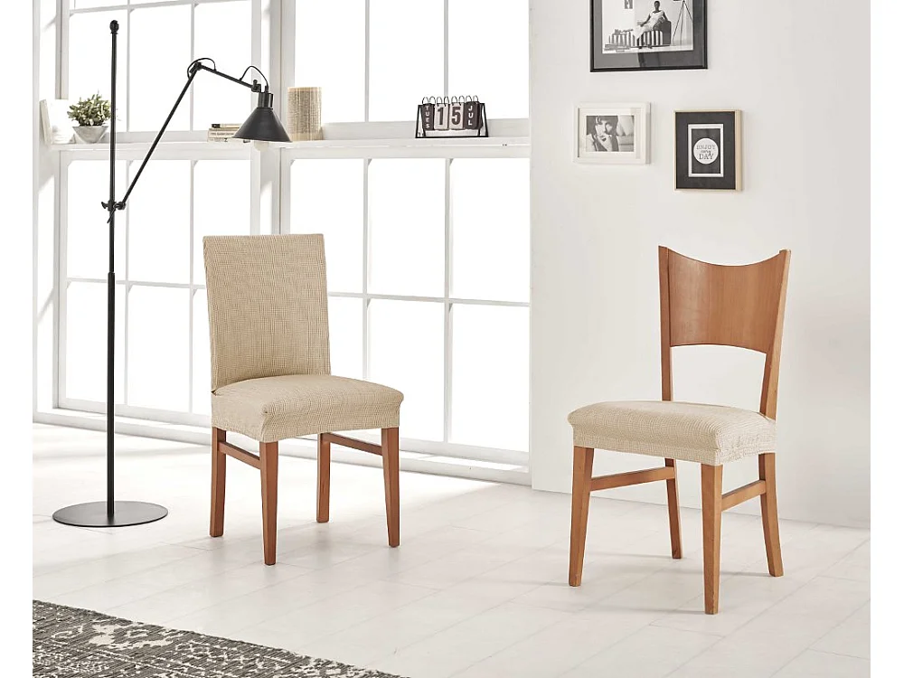 ESTORALIS | Funda de Asiento Tejido Elastico Resistente | Para Asiento de Silla | Tamaño (45x45 cm.)  | Modelo BERTA Color Maquillaje