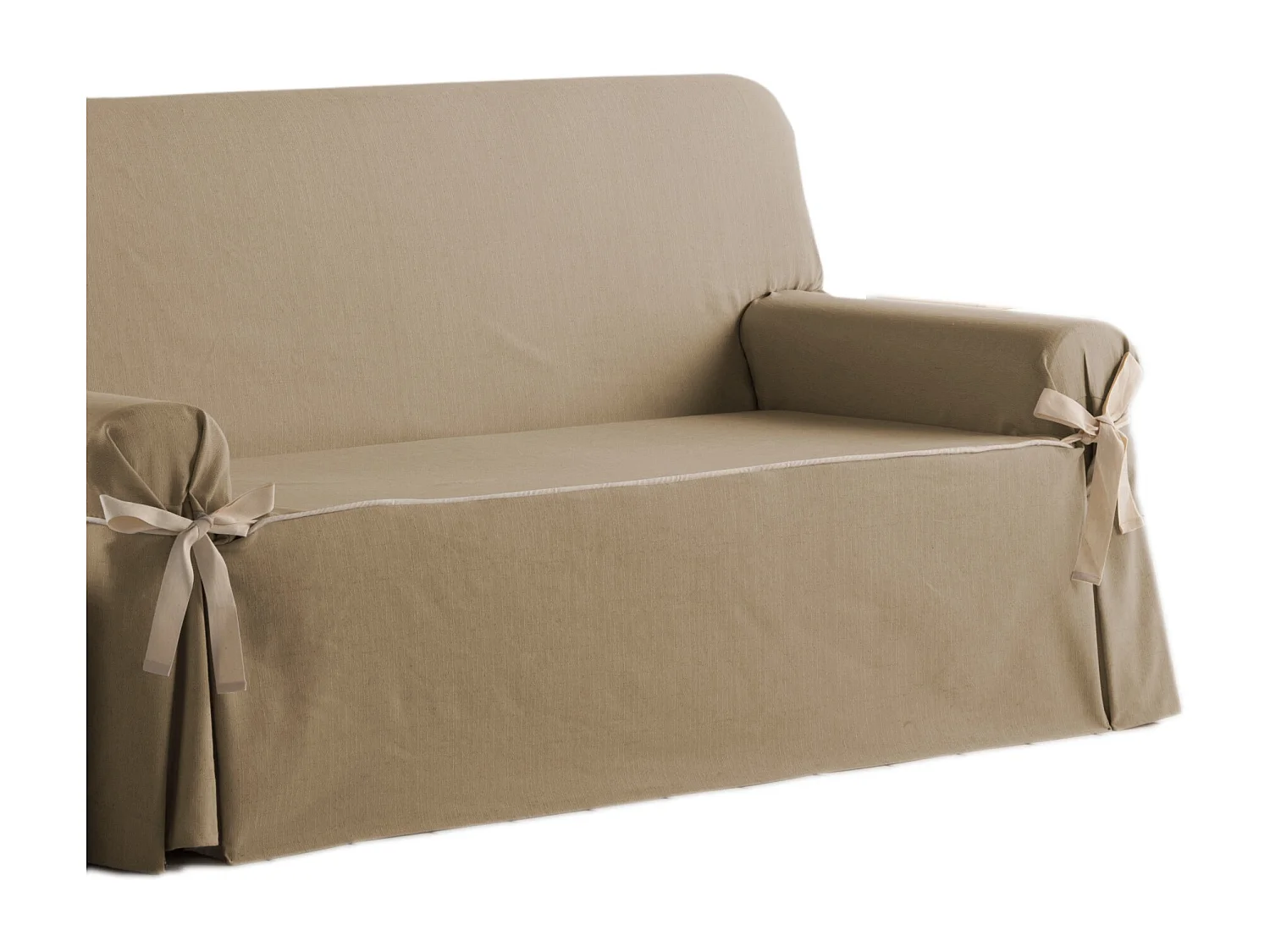 ESTORALIS | Funda Sofá Lazos Tejido Jaquard Resistente | Para Sofa de 2 Plazas | Tamaño ( de 140 a 170 cm. )  | Modelo BERET Color Champagne