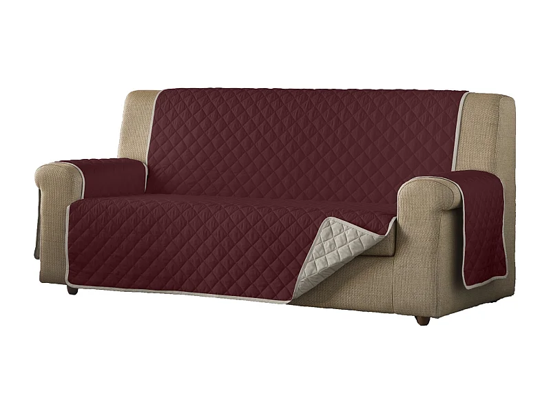 ESTORALIS | Cubre Sofá Acolchado Reversible | Para Sofa de 3 Plazas | Tela 150 x 210 cm | Modelo EDEN Color Gris/Rojo