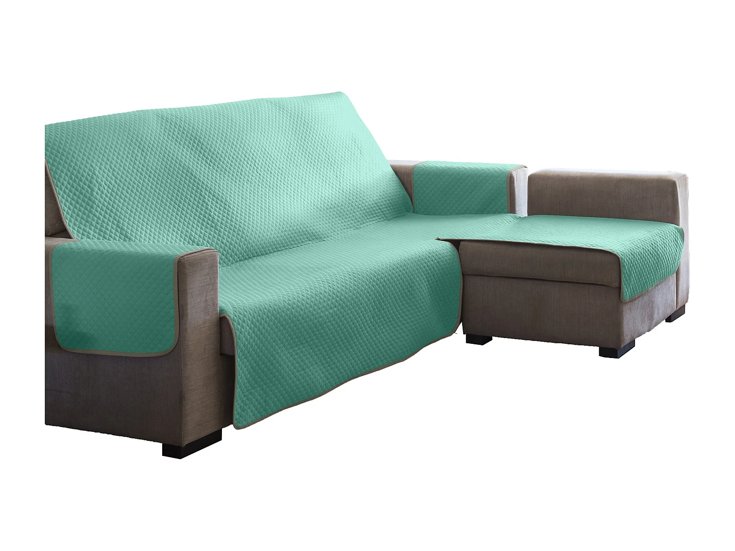 ESTORALIS | Cubre Sofá Acolchado  | Chaisse Longue 240 cm Brazo Derecho | Tela 240 x 255 cm  | Modelo AVA Color Turquesa