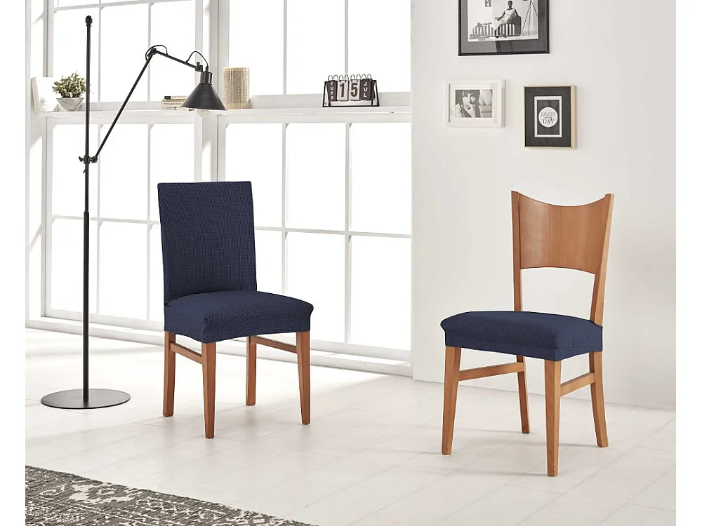 ESTORALIS | Funda de Asiento Tejido Elastico Resistente | Para Asiento de Silla | Tamaño (45x45 cm.)  | Modelo BERTA Color Marino