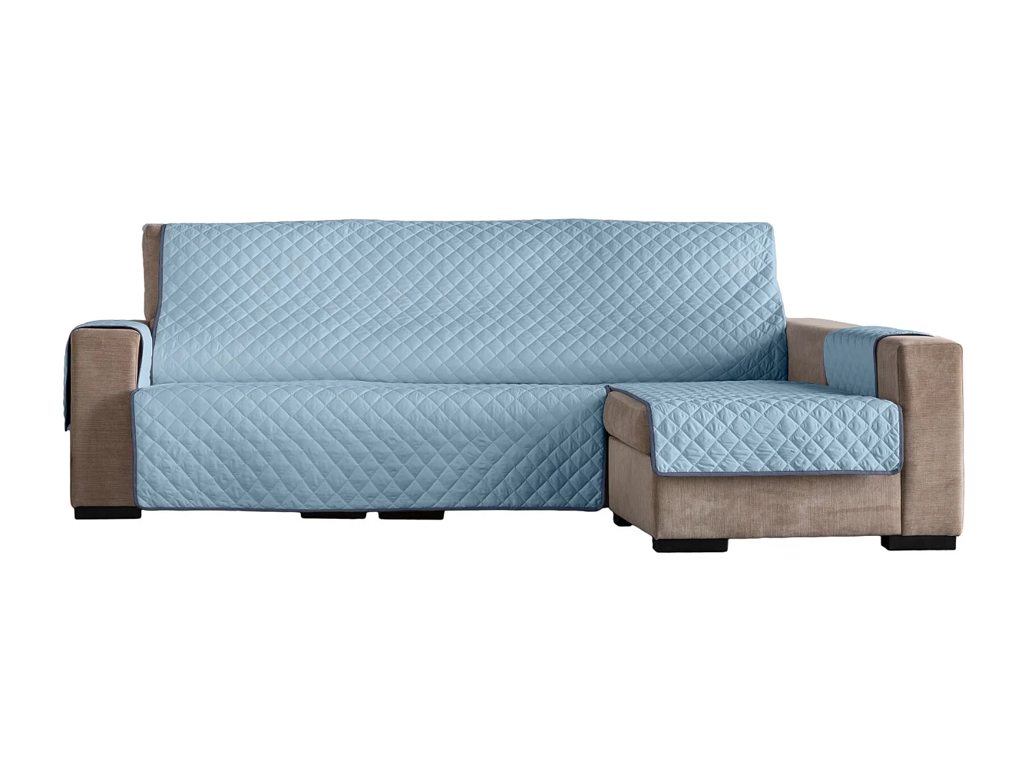 ESTORALIS | Cubre Sofá Acolchado  | Chaisse Longue 240 cm Brazo Derecho | Tela 240 x 255 cm | Modelo EDEN Color Taupe