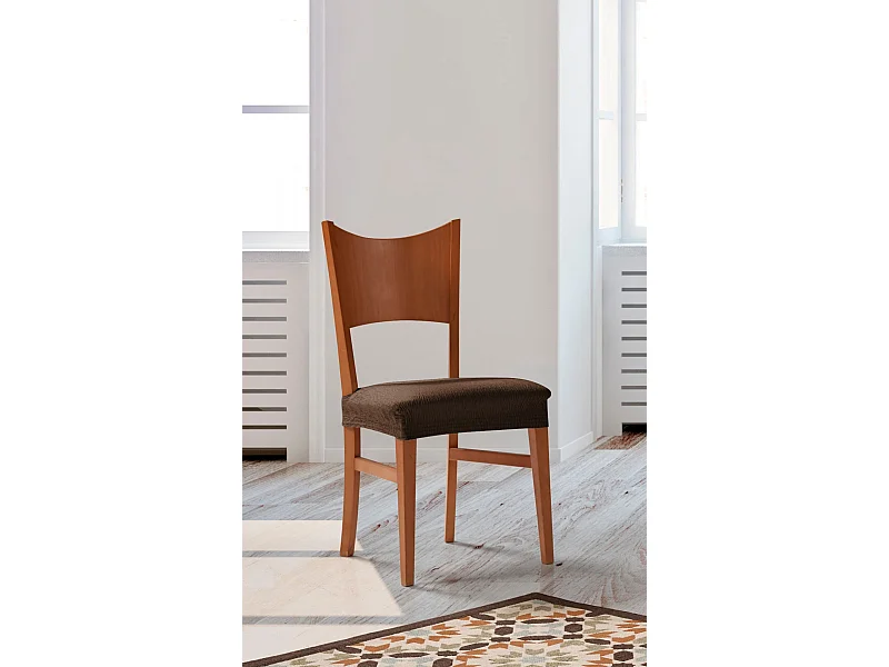 ESTORALIS | Funda de Asiento Tejido Elastico Resistente | Para Asiento de Silla | Tamaño (45x45 cm.)  | Modelo BETA Color Chocolate