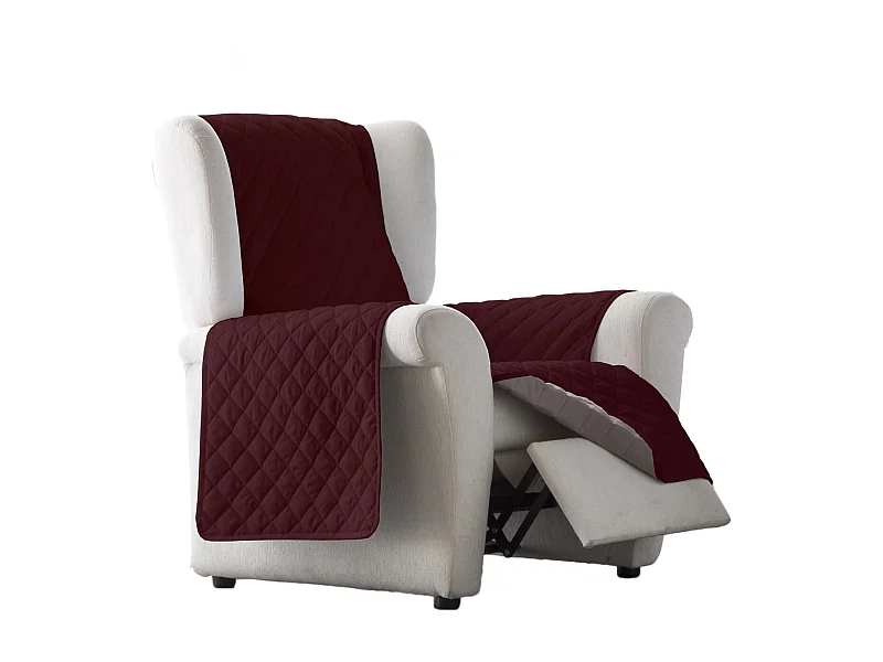 ESTORALIS | Cubre Sofá Acolchado Reversible | Para Sillon o Relax 1 Plaza | Tela 55 x 210 cm | Modelo EDEN Color Rojo/Beige