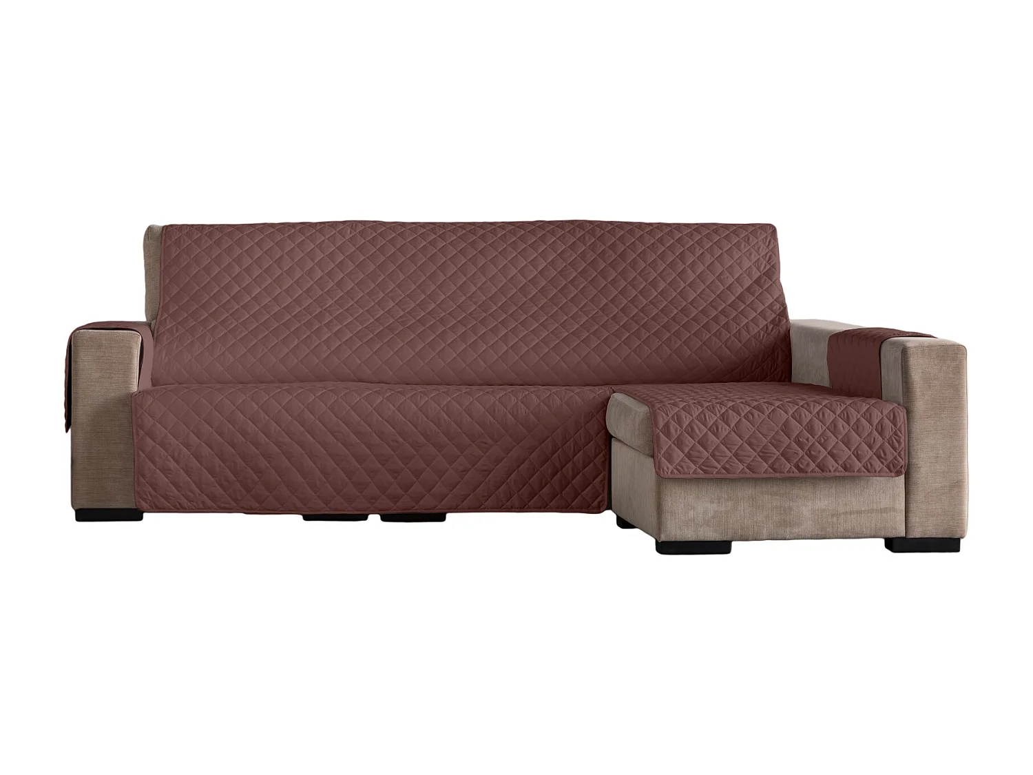 ESTORALIS | Cubre Sofá Acolchado  | Chaisse Longue 290 cm Brazo Izquierdo | Tela 290 x 255 cm | Modelo EDEN Color Gris