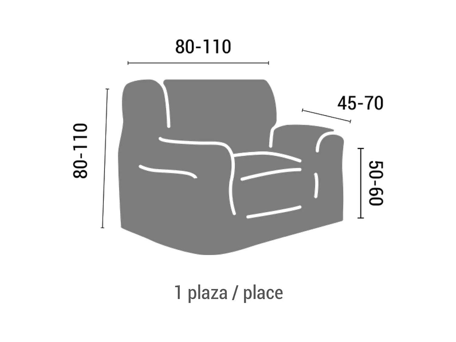 ESTORALIS | Funda de Sofá Tejido Elastico Resistente | Para Sillon 1 Plaza | Tamaño ( de 70 a 110 cm. )  | Modelo BETA Color Celeste